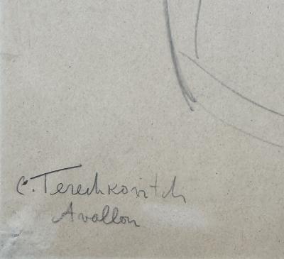 Constantin Tereshkovitch - portait of young woman - Original signed pencil drawing 2