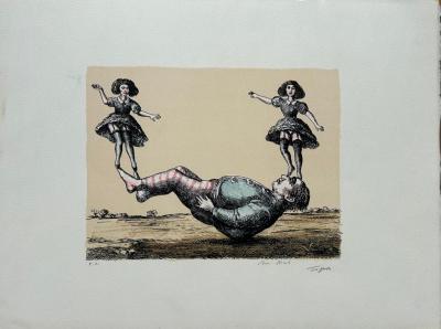 Roland TOPOR - La Bascule, Lithographie originale signée et numérotée 2