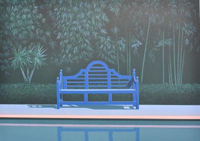 Patrick LE HEC’H - le banc bleu - Lithographie originale signée au crayon 2
