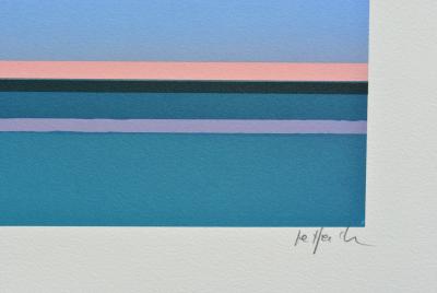 Patrick LE HEC’H - le banc bleu - Lithographie originale signée au crayon 2