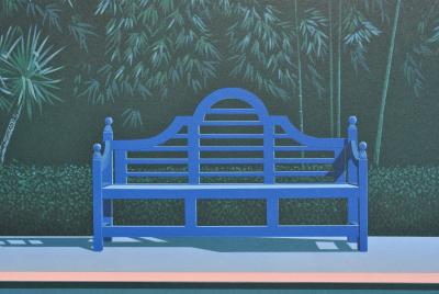Patrick LE HEC’H - le banc bleu - Lithographie originale signée au crayon 2