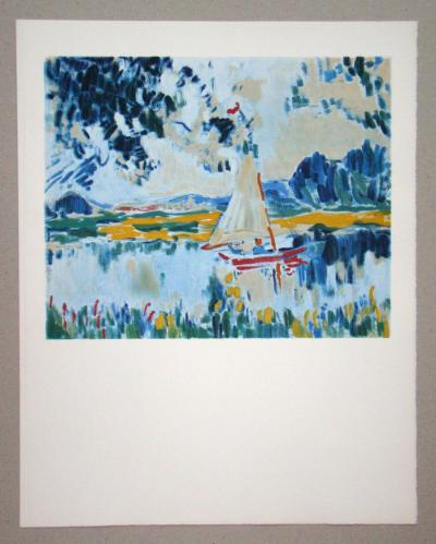 Maurice DE VLAMINCK (d’après), Voilier sur le lac, 1973 - Lithographie offset 2