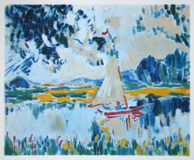 Maurice DE VLAMINCK (d’après), Voilier sur le lac, 1973 - Lithographie offset 2