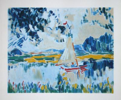 Maurice DE VLAMINCK (d’après), Voilier sur le lac, 1973 - Lithographie offset 2