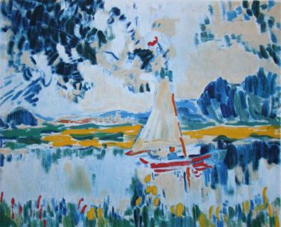 Maurice DE VLAMINCK (d’après), Voilier sur le lac, 1973 - Lithographie offset 2