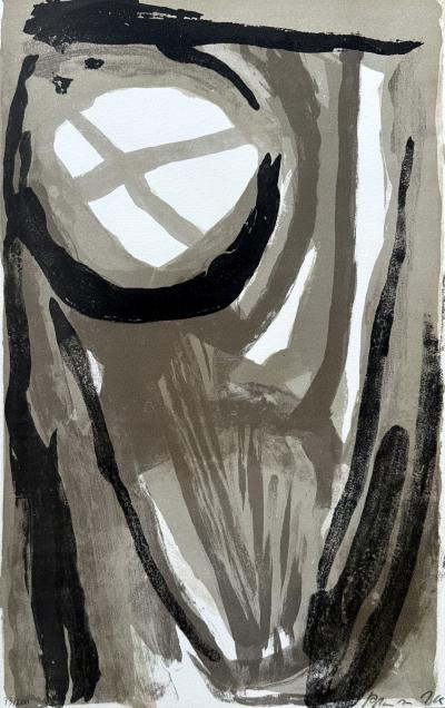 Bram Van Velde - Abstraction grise, 1977 - Lithographie originale signée numérotée crayon