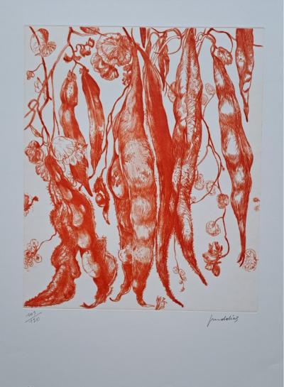 Gérard Diaz - Les haricots au vent - Gravure originale signée et numérotée 2
