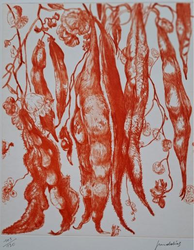 Gérard Diaz - Les haricots au vent - Gravure originale signée et numérotée 2