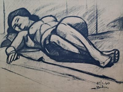 Georges Joubin - Femme allongée - Lithographie originale, signée et numérotée 2