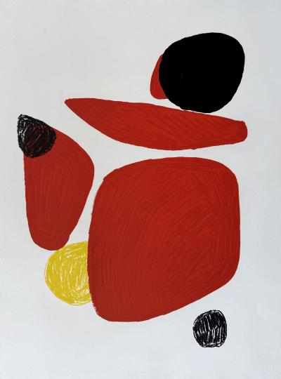 Alexander Calder - Quatres rouges, trois noirs et une jaune - Lithographie originale