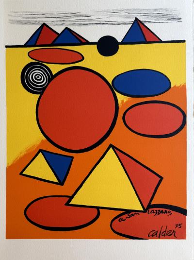 Alexander CALDER - Cercles et pyramides - Lithographie originale signée dans la planche