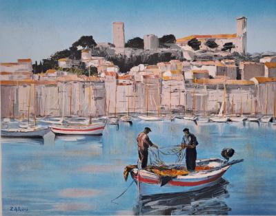 Zarou - Le port de Cannes - Lithographie originale signée 2