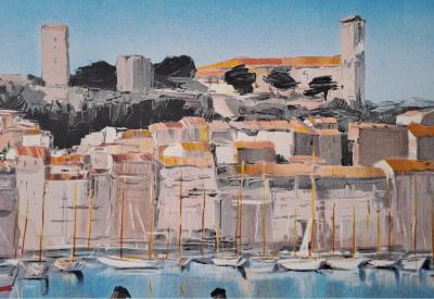 Zarou - Le port de Cannes - Lithographie originale signée 2
