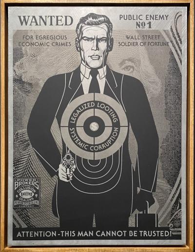 Shepard Fairey (Obey) - Wall Street Public Enemy - Sérigraphie sur plaque d’aluminium 2