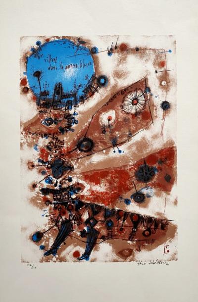 Théo Tobiasse - Mon village dans la pomme bleue - Lithographie signée 2
