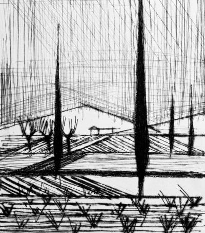 Bernard BUFFET - Les cyprès, 1959 - Pointe-sèche originale signée au crayon 2