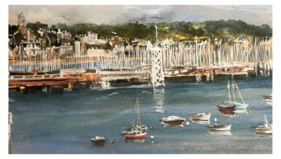 Alexandre Bonade - Saint-Servan vu des remparts de Saint-Malo  - Aquarelle - signée - 2003 2