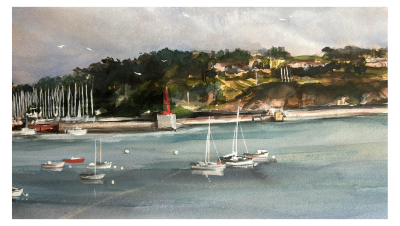 Alexandre Bonade - Saint-Servan vu des remparts de Saint-Malo  - Aquarelle - signée - 2003 2