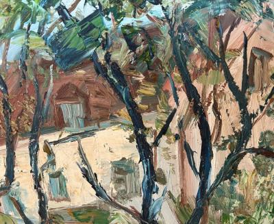 Roland Dubuc - Maison derrière les arbres - Huile sur Toile - Signée 2