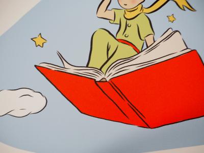 Antoine de Saint-Exupéry (d’après) - Le Petit Prince rêve avec les livres - lithographie 2