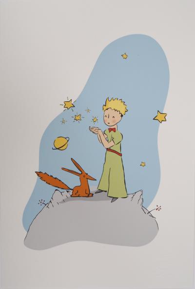 Antoine de Saint-Exupéry (d’après) - Le Petit Prince et le renard sous les étoiles, 2022 - lithographie