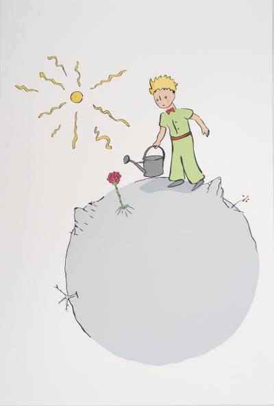 Antoine de Saint-Exupéry (d’après) - Le Petit Prince arrose sa rose - lithographie