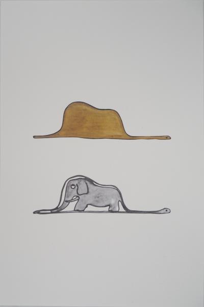 Antoine de Saint-Exupéry (d’après) - Le Petit Prince, un éléphant dans un chapeau - lithographie