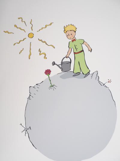 Antoine de Saint-Exupéry (d’après) - Le Petit Prince arrose sa rose - lithographie 2