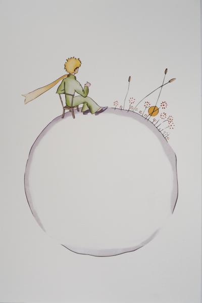 Antoine de Saint-Exupéry (d’après) - Le Petit Prince regarde le coucher de soleil - lithographie