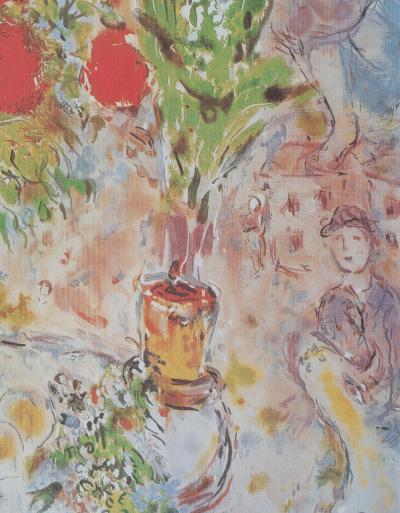 Marc CHAGALL : Le bouquet rouge, Lithographie signée, 1989, 500ex 2