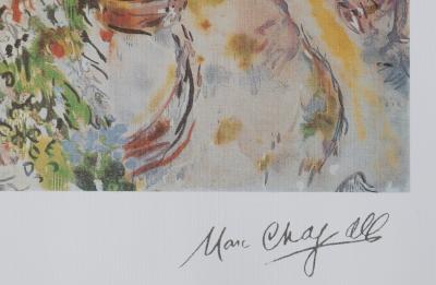 Marc CHAGALL : Le bouquet rouge, Lithographie signée, 1989, 500ex 2