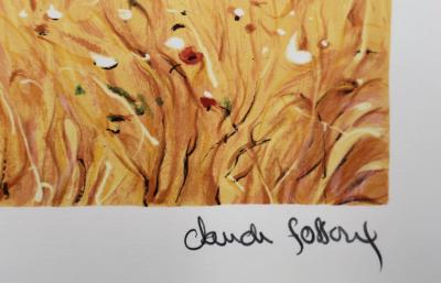 Claude FOSSOUX : La cueillette de fleurs, Lithographie signée 2