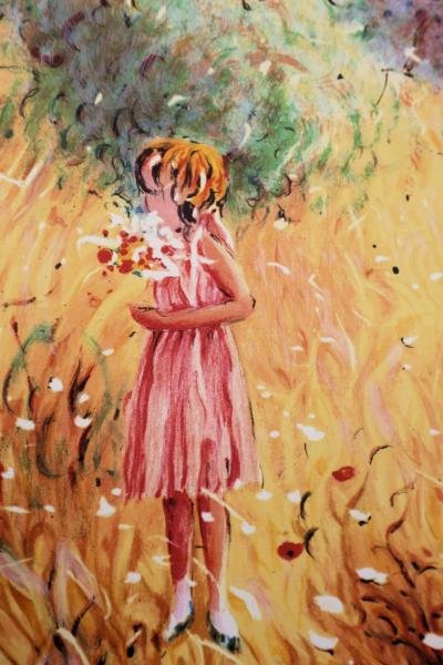 Claude FOSSOUX : La cueillette de fleurs, Lithographie signée 2