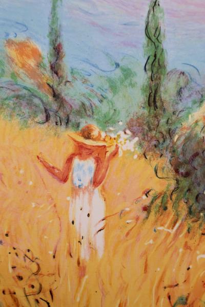 Claude FOSSOUX : La cueillette de fleurs, Lithographie signée 2