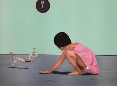 Jacques DETRAIT : Jeune Fille et les oiseaux, Lithographie originale signée 2