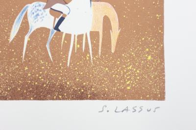 Serge LASSUS : Cavaliers en Automne, Lithographie originale signée 2