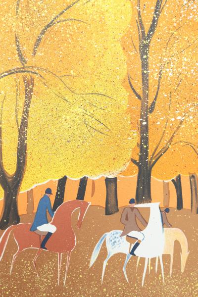 Serge LASSUS : Cavaliers en Automne, Lithographie originale signée 2