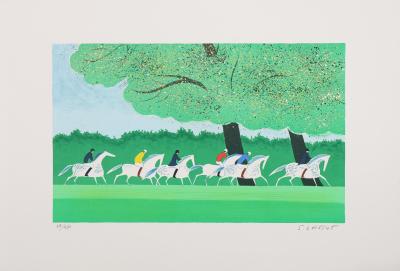Serge LASSUS : Cavaliers en été, Lithographie originale signée 2