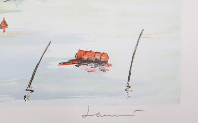 Jean-Pierre LAURENT : Langoustiers à marée basse, Lithographie originale signée 2