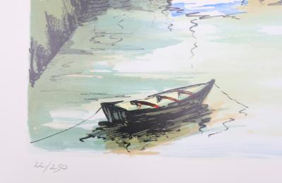 Jean-Pierre LAURENT : Langoustiers à marée basse, Lithographie originale signée 2