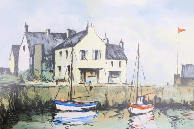Jean-Pierre LAURENT : Langoustiers à marée basse, Lithographie originale signée 2
