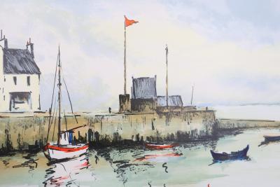 Jean-Pierre LAURENT : Langoustiers à marée basse, Lithographie originale signée 2