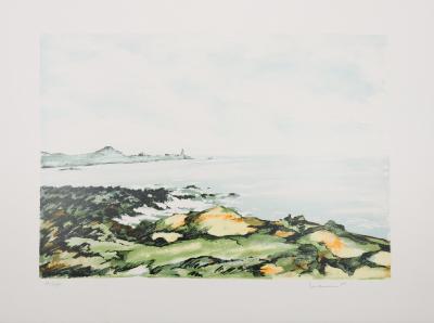 Jean-Pierre LAURENT : marée basse à Douarnenez, Lithographie originale signée 2