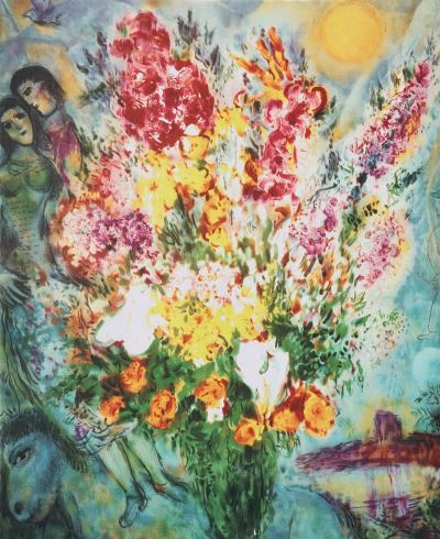 Marc CHAGALL : Bouquet d’été aux amoureux, Lithographie signée, 1989, 500ex 2