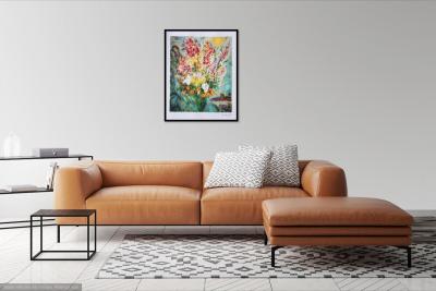 Marc CHAGALL : Bouquet d’été aux amoureux, Lithographie signée, 1989, 500ex 2