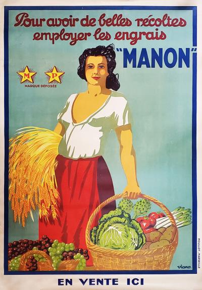 Viano, affiche publicitaire Manon, vers 1930