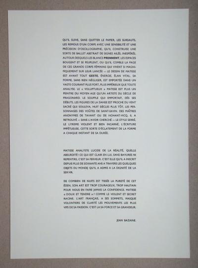 Henri MATISSE (después) - Dibujo de estudio, 1981 - Litografía 2