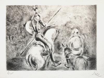 Wladyslaw Jahl, Don Quichotte, eau-forte dédicacée, 1951 2