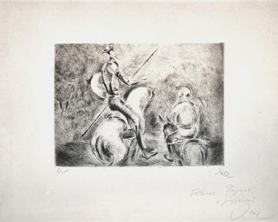 Wladyslaw Jahl, Don Quichotte, eau-forte dédicacée, 1951 2