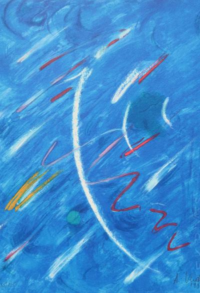 André VERDET : La pluie, Lithographie originale signée 2